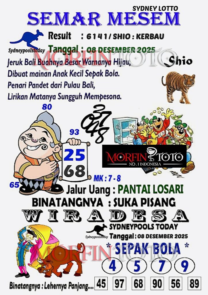 SYAIR TOGEL SEMAR MESEM SYDNEY LOTTO 08 DESEMBER 2025