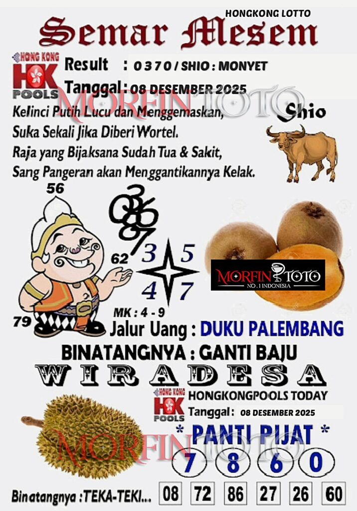 SYAIR TOGEL SEMAR MESEM  HONGKONG LOTTO 08 DESEMBER 2025