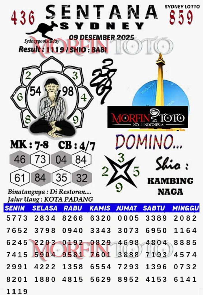 SYAIR TOGEL SENTANA SYDNEY LOTTO 09 DESEMBER2025
