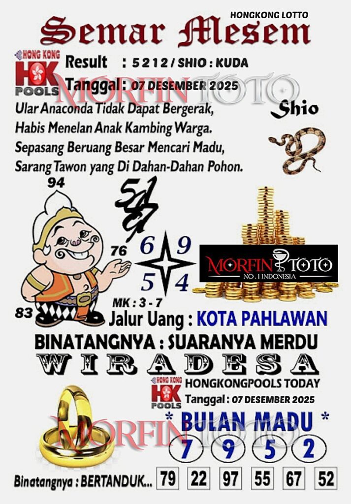 SYAIR TOGEL SEMAR MESEM  HONGKONG LOTTO 09 DESEMBER 2025