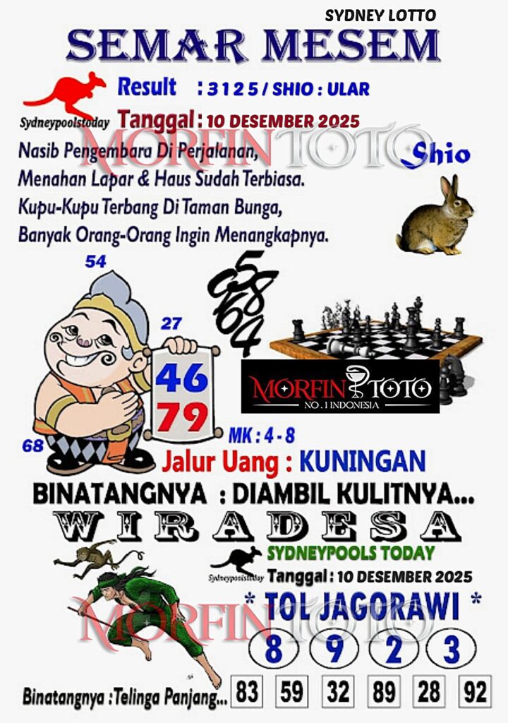 SYAIR TOGEL SEMAR MESEM SYDNEY LOTTO 10 DESEMBER 2025