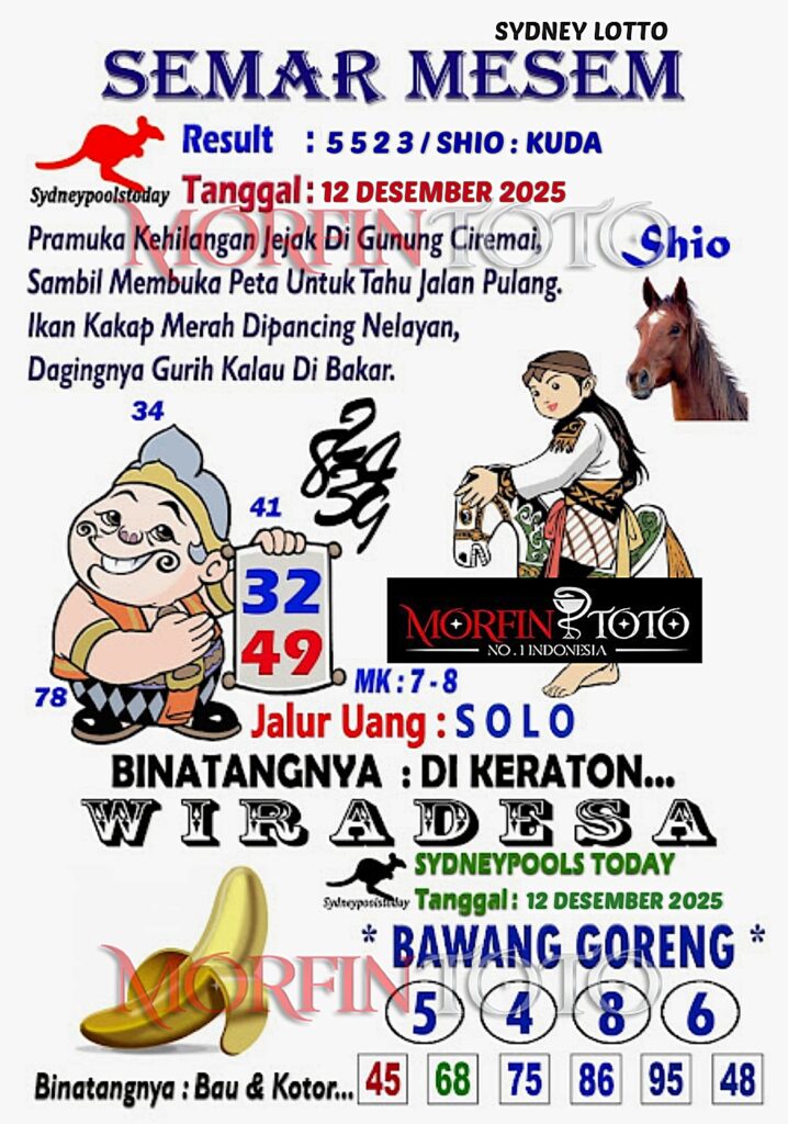 SYAIR TOGEL SEMAR MESEM SYDNEY LOTTO 12 DESEMBER 2025
