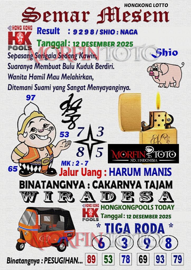 SYAIR TOGEL SEMAR MESEM  HONGKONG LOTTO 12 DESEMBER 2025