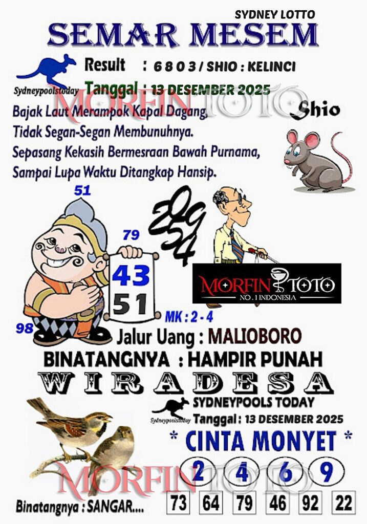 SYAIR TOGEL SEMAR MESEM SYDNEY LOTTO 13 DESEMBER 2025