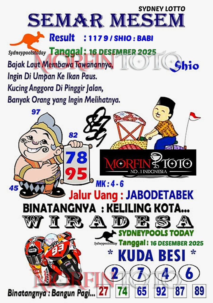 SYAIR TOGEL SEMAR MESEM SYDNEY LOTTO 16 DESEMBER 2025