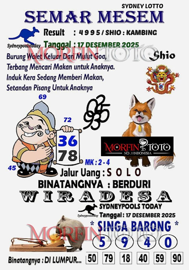 SYAIR TOGEL SEMAR MESEM SYDNEY LOTTO 17 DESEMBER 2025