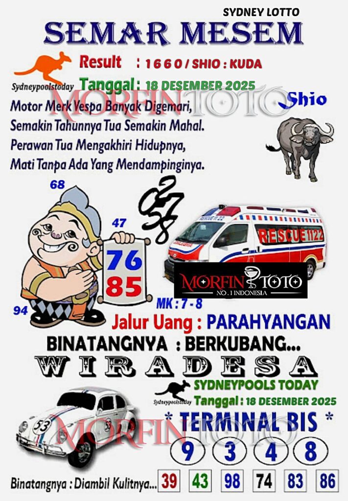 SYAIR TOGEL SEMAR MESEM SYDNEY LOTTO 18 DESEMBER 2025