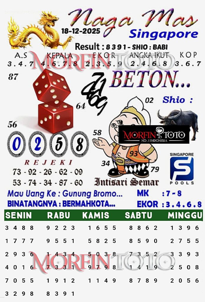 SYAIR TOGEL NAGA MAS SINGAPORE POOLS 18 DESEMBER 2025