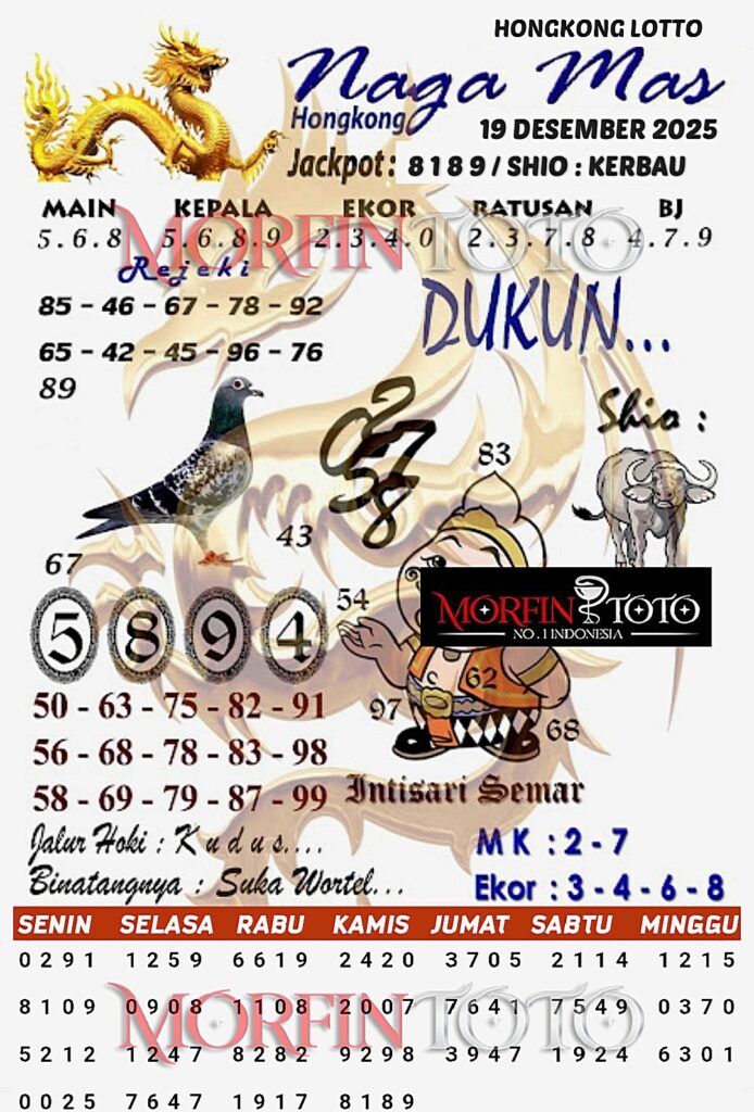 SYAIR TOGEL NAGA MAS HONGKONG LOTTO 19 DESEMBER 2025