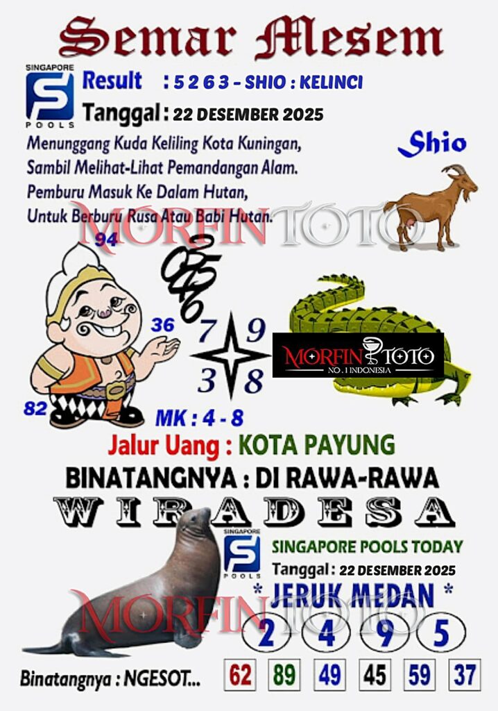 SYAIR TOGEL SEMAR MESEM SINGAPORE POOLS 22 DESEMBER 2025