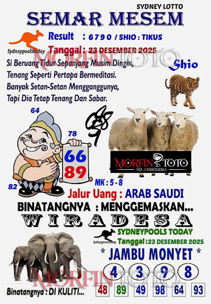 SYAIR TOGEL SEMAR MESEM SYDNEY LOTTO 23 DESEMBER 2025