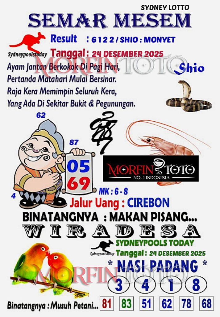 SYAIR TOGEL SEMAR MESEM SYDNEY LOTTO 24 DESEMBER 2025