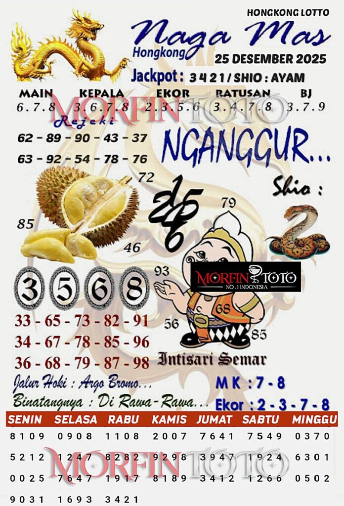 SYAIR TOGEL NAGA MAS  HONGKONG LOTTO 25 DESEMBER 2025
