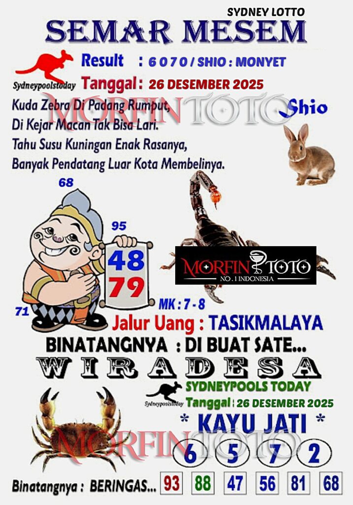 SYAIR TOGEL SEMAR MESEM SYDNEY LOTTO 26 DESEMBER 2025