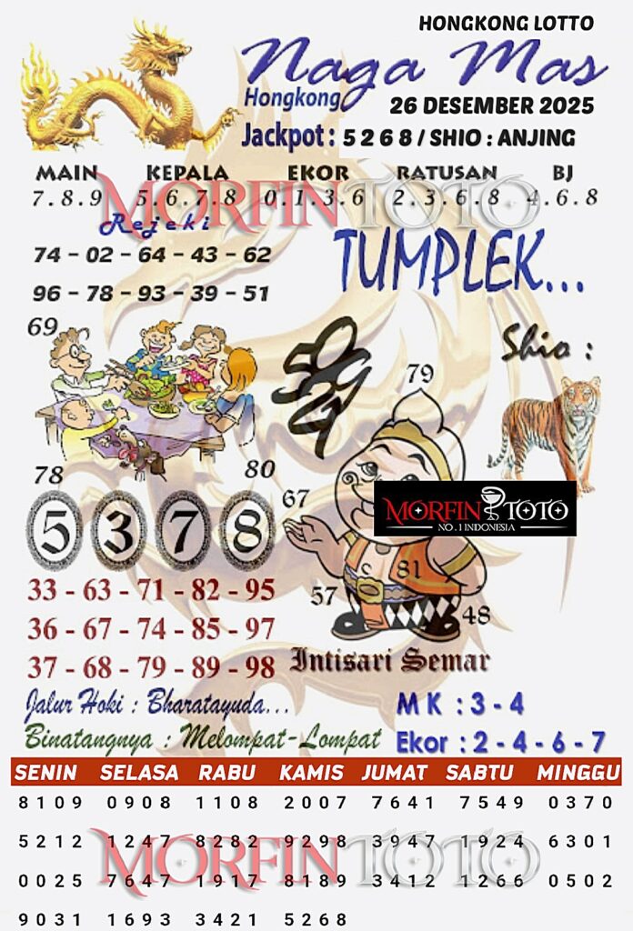 SYAIR TOGEL NAGA MAS  HONGKONG LOTTO 26 DESEMBER 2025