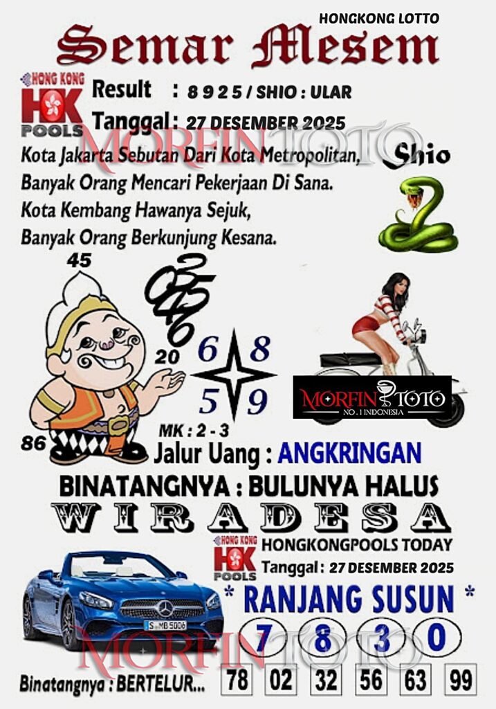 SYAIR TOGEL SEMAR MESEM  HONGKONG LOTTO 27 DESEMBER 2025