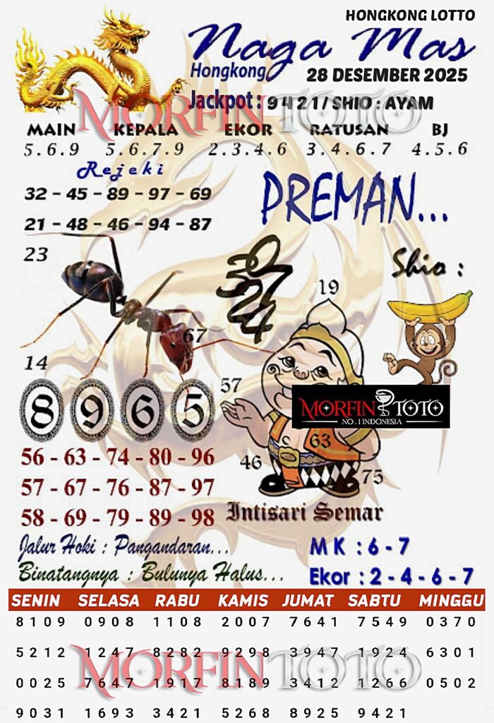 SYAIR TOGEL NAGA MAS  HONGKONG LOTTO 28 DESEMBER 2025