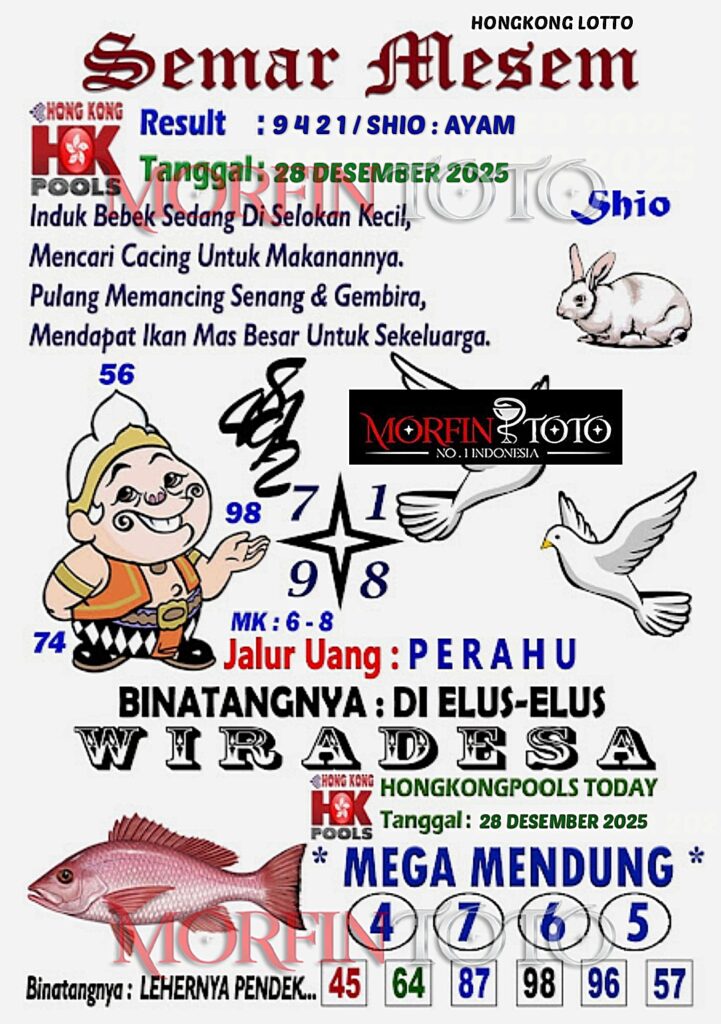 SYAIR TOGEL SEMAR MESEM  HONGKONG LOTTO 28 DESEMBER 2025