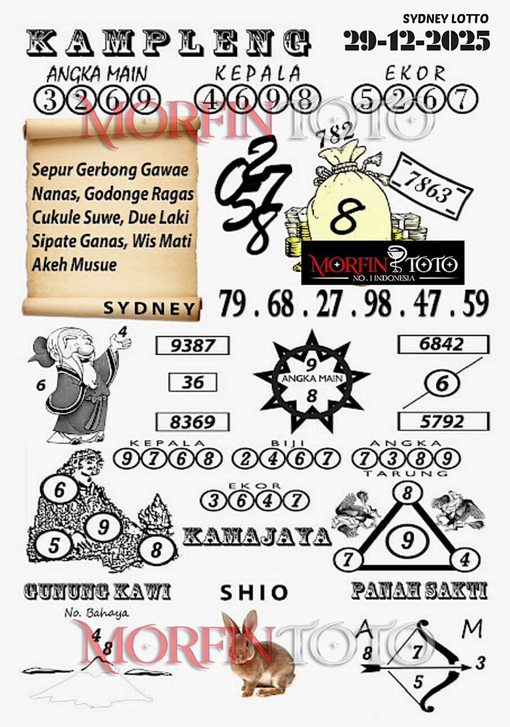 SYAIR TOGEL KAMPLENG SYDNEY LOTTO 29 DESEMBER 2025