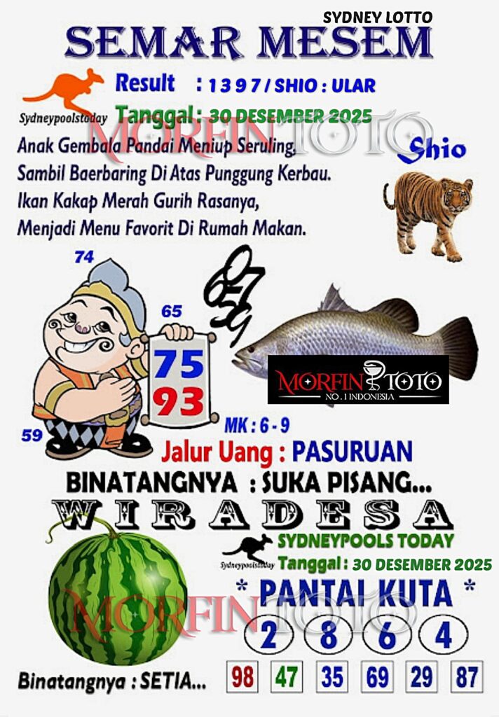 SYAIR TOGEL SEMAR MESEM  SYDNEY LOTTO 30 DESEMBER 2025