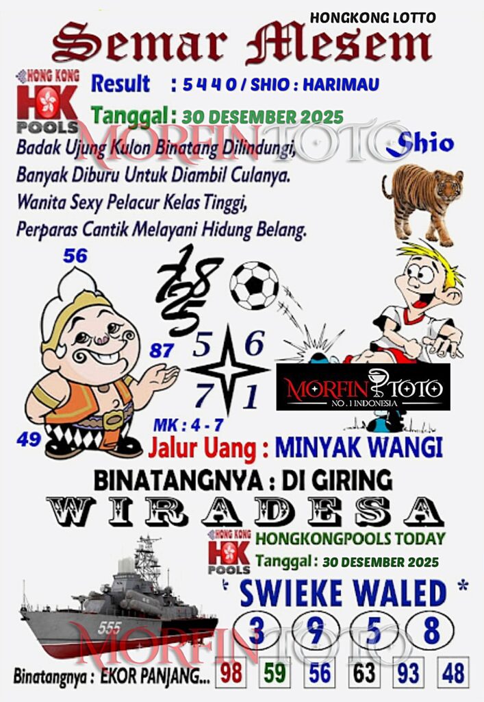 SYAIR TOGEL SEMAR MESEM  HONGKONG LOTTO 30 DESEMBER 2025