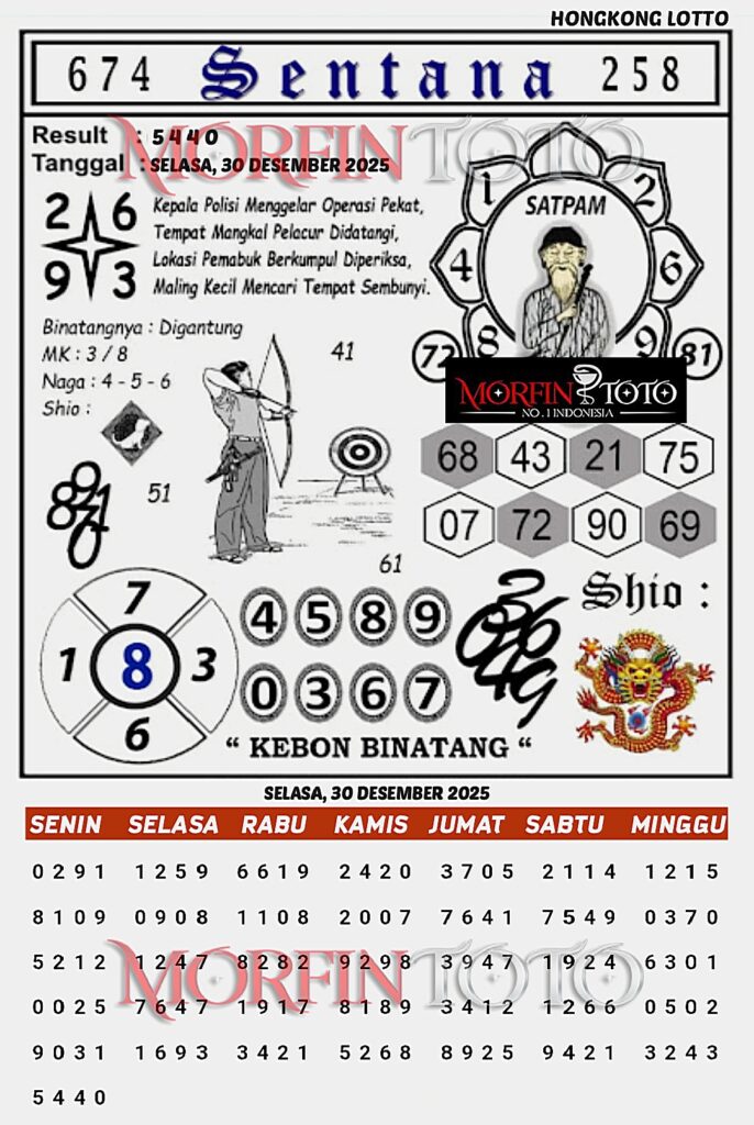 SYAIR TOGEL SENTANA  HONGKONG LOTTO 30 DESEMBER 2025