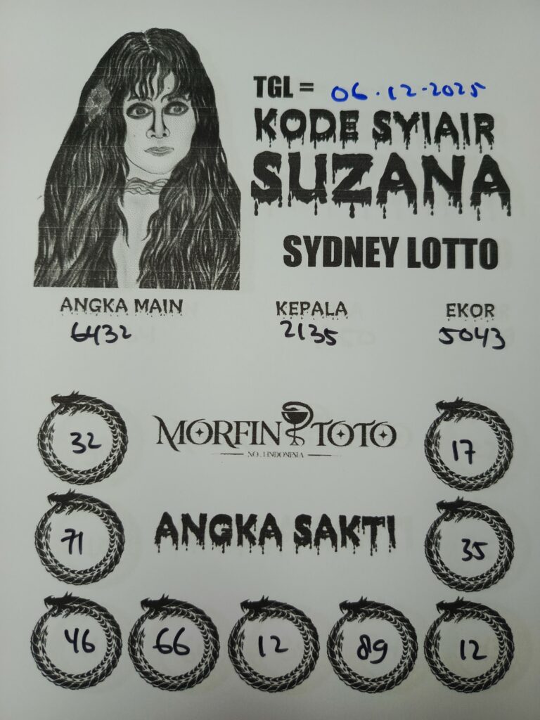 SYAIR TOGEL SUZANA SYDNEY LOTTO 06 DESEMBERR 2025