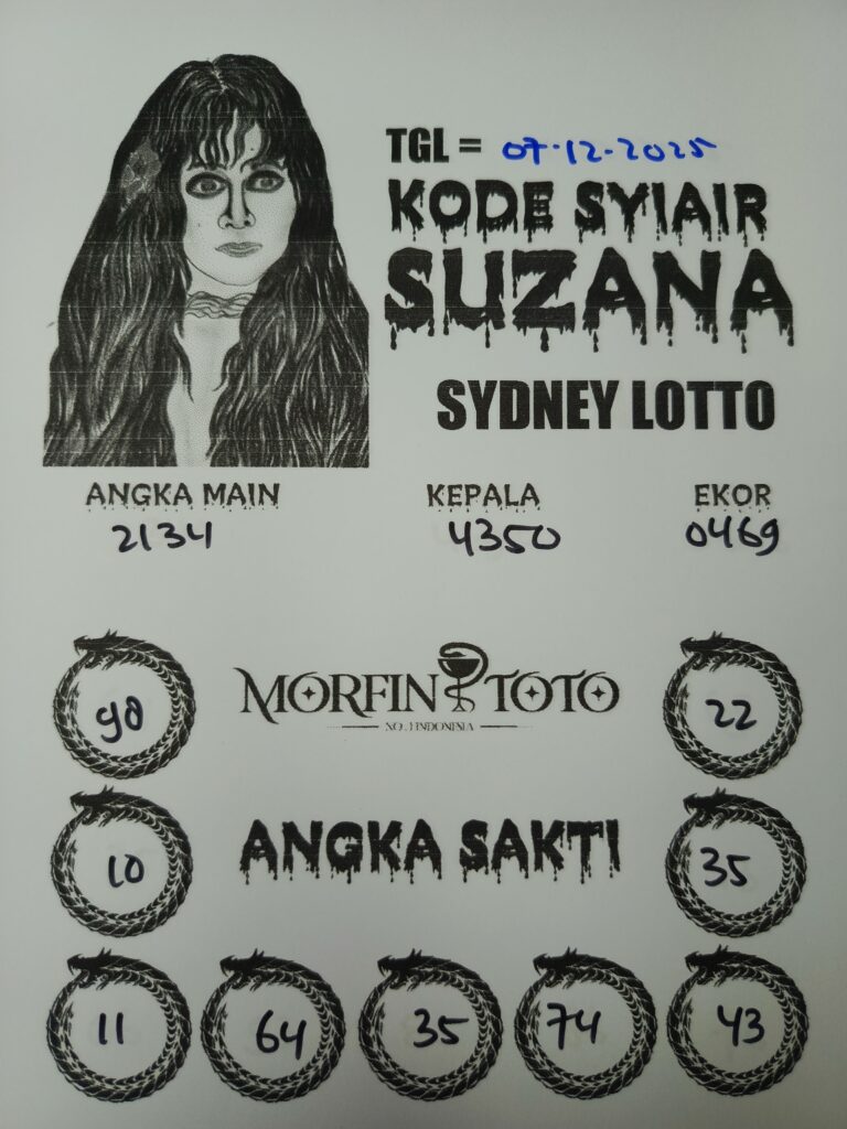 SYAIR TOGEL SUZANA SYDNEY LOTTO 07 DESEMBERR 2025