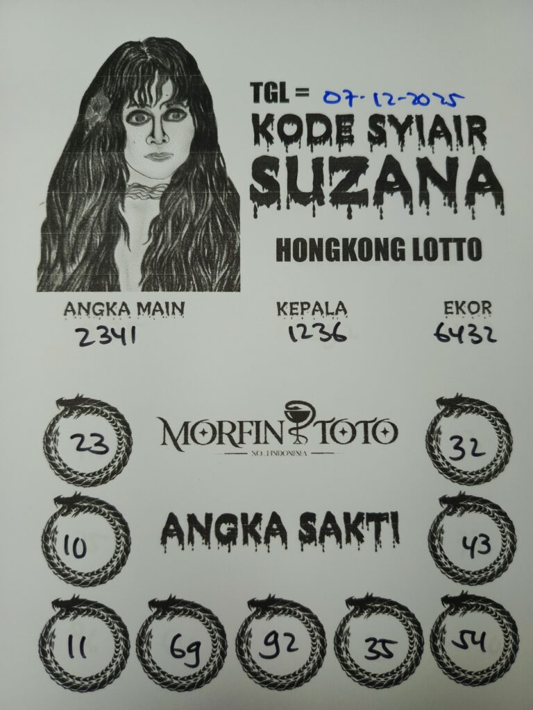 SYAIR TOGEL SUZANA  HONGKONG LOTTO 07 DESEMBER 2025