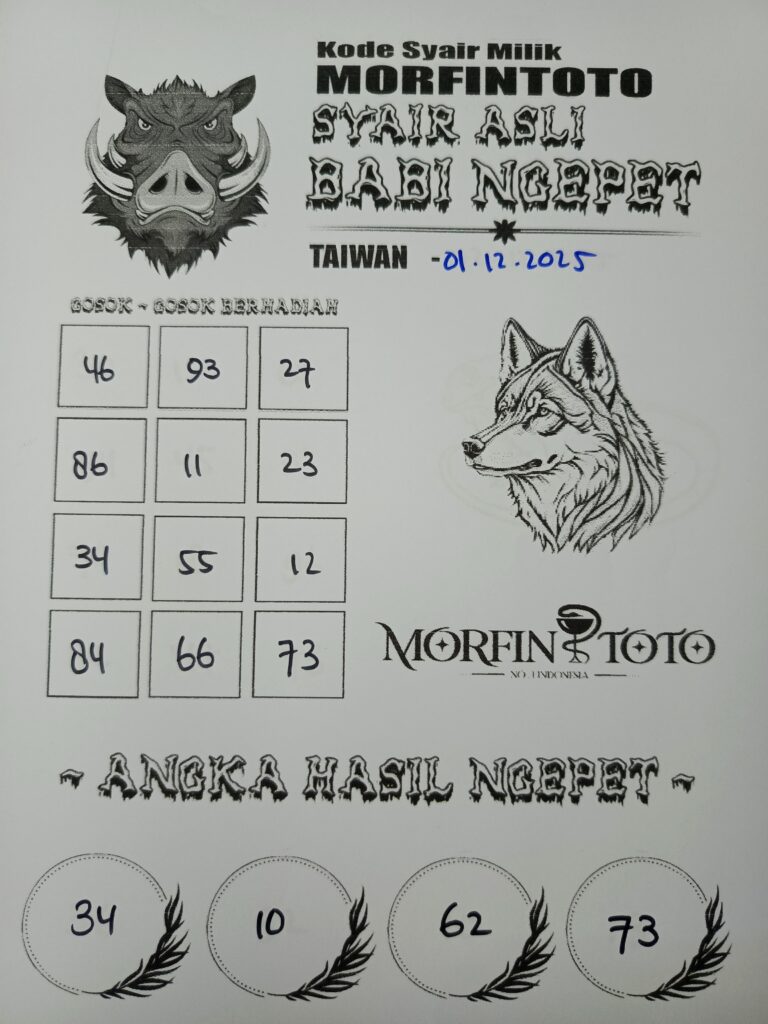 SYAIR TOGEL BABI NGEPET  TAIWAN  01 DESEMBER 2025