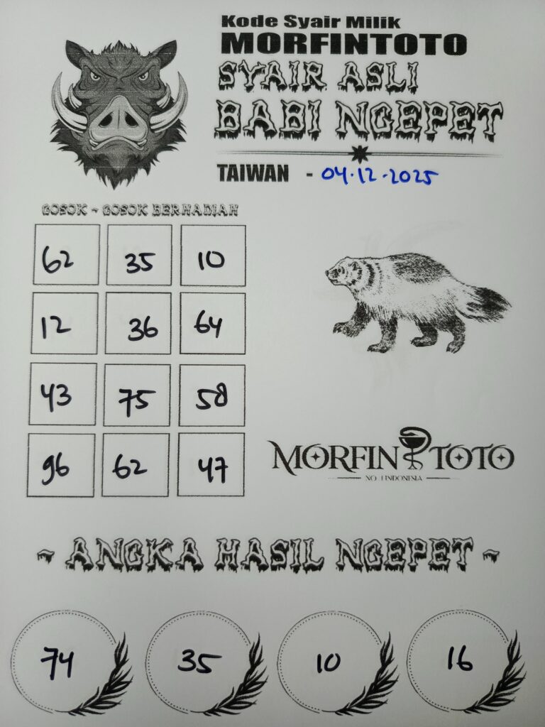 SYAIR TOGEL BABI NGEPET TAIWAN  04 DESEMBER  2025