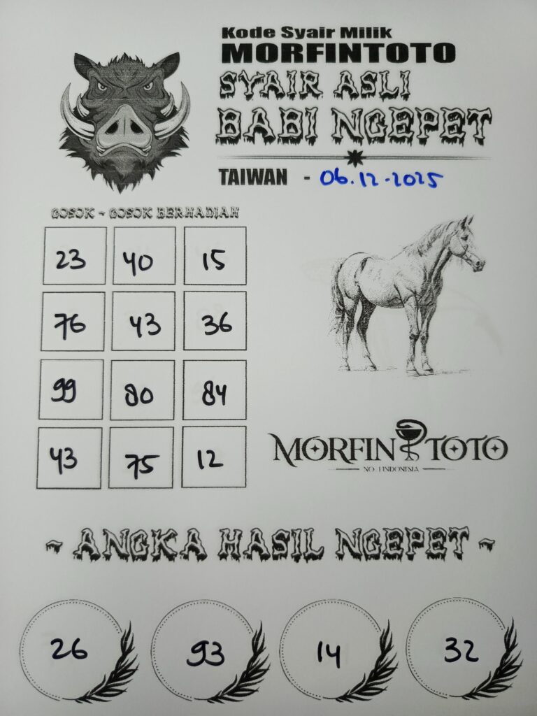 SYAIR TOGEL BABI NGEPET TAIWAN  06 DESEMBER  2025