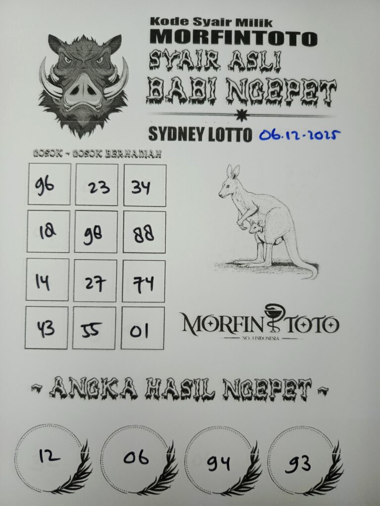 SYAIR TOGEL BABI NGEPET SYDNEY LOTTO 06 DESEMBER 2025