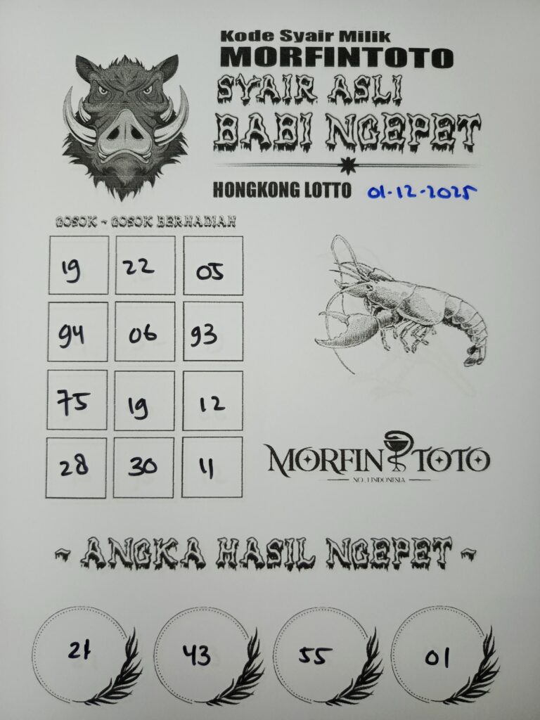SYAIR TOGEL BABI NGEPET HONGKONG LOTTO 01 DESEMBER 2025