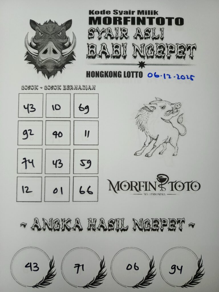 SYAIR TOGEL BABI NGEPET HONGKONG LOTTO 06 DESEMBER 2025