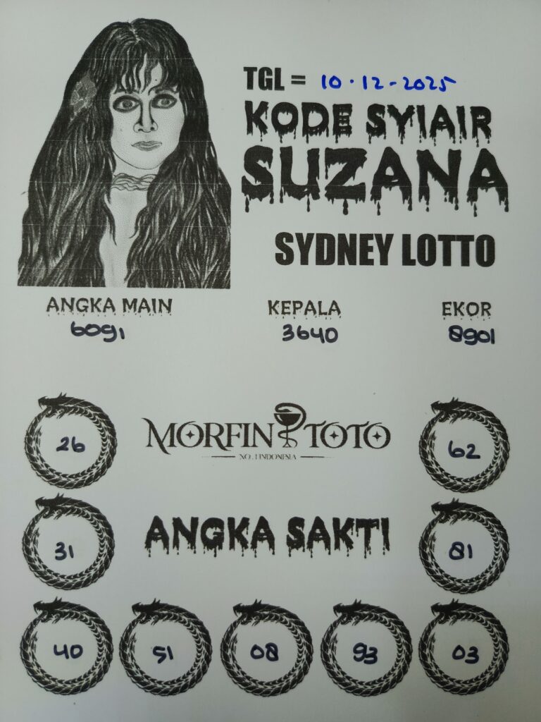 SYAIR TOGEL SUZANA SYDNEY LOTTO 10 DESEMBERR 2025