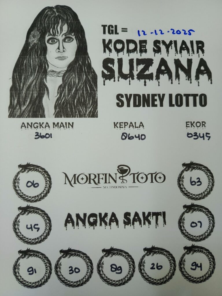 SYAIR TOGEL SUZANA SYDNEY LOTTO 12 DESEMBERR 2025
