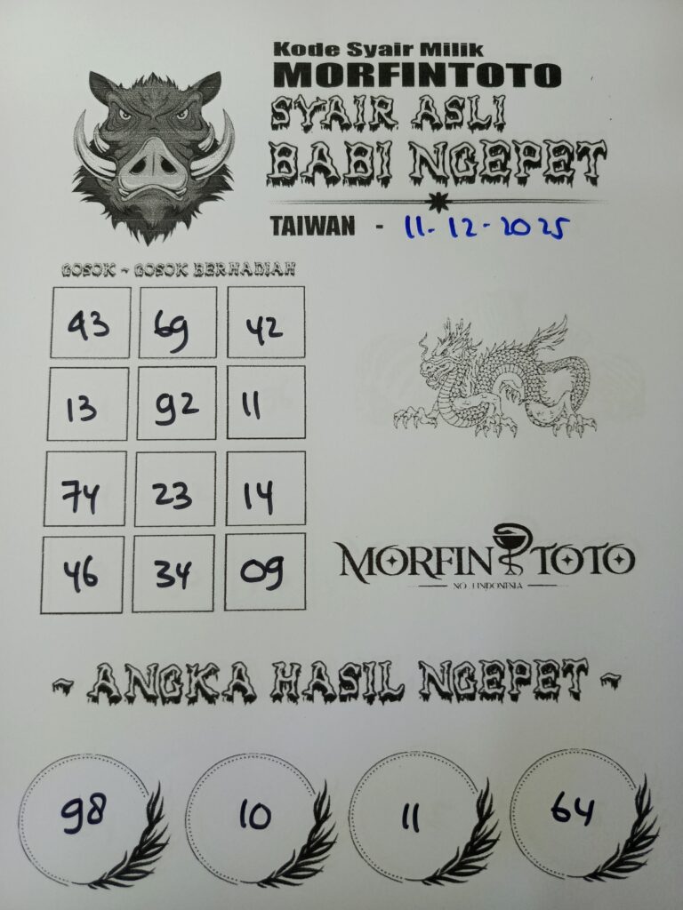 SYAIR TOGEL BABI NGEPET TAIWAN  11 DESEMBER  2025