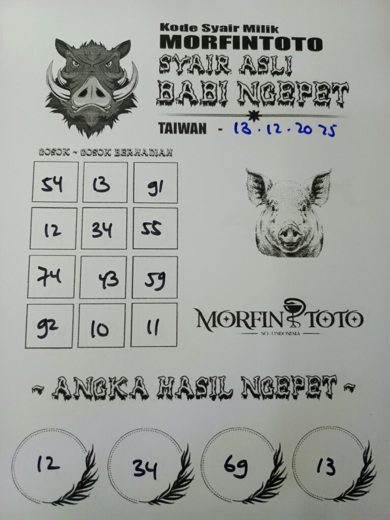 SYAIR TOGEL BABI NGEPET TAIWAN 13 DESEMBER  2025