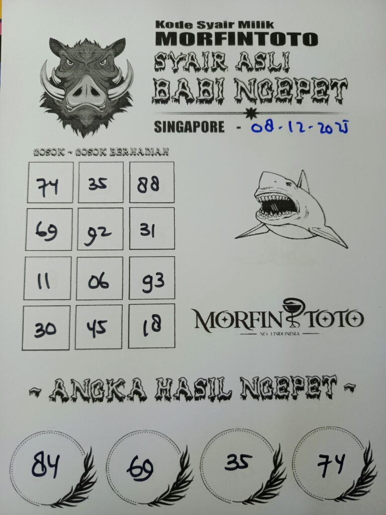 SYAIR TOGEL BABI NGEPET SINGAPORE POOLS 08 DESEMBER 2025