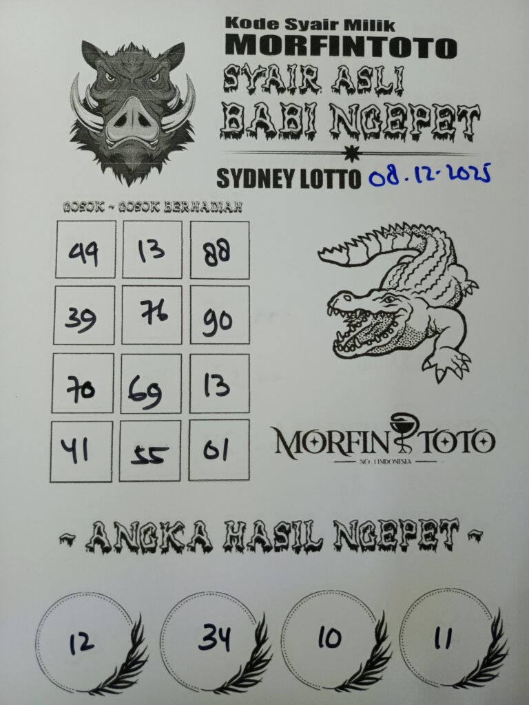 SYAIR TOGEL BABI NGEPET SYDNEY LOTTO 08 DESEMBER 2025