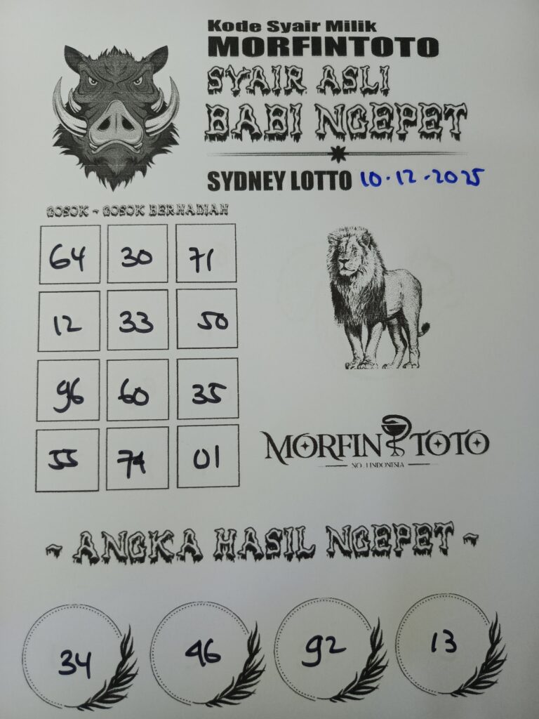 SYAIR TOGEL BABI NGEPET SYDNEY LOTTO 10 DESEMBER 2025
