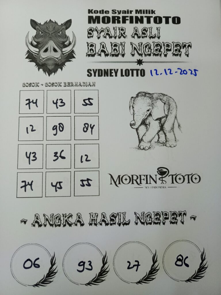 SYAIR TOGEL BABI NGEPET SYDNEY LOTTO 12 DESEMBER 2025