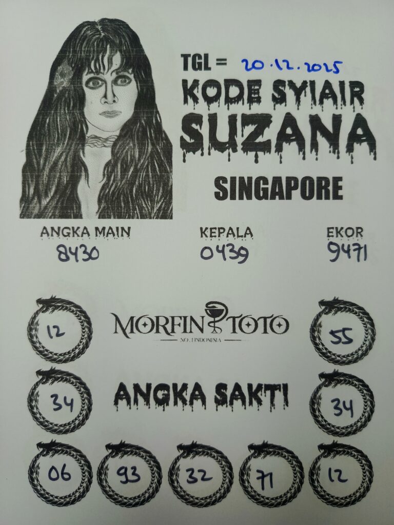 SYAIR TOGEL SUZANA  SINGAPORE POOLS 20 DESEMBER 2025