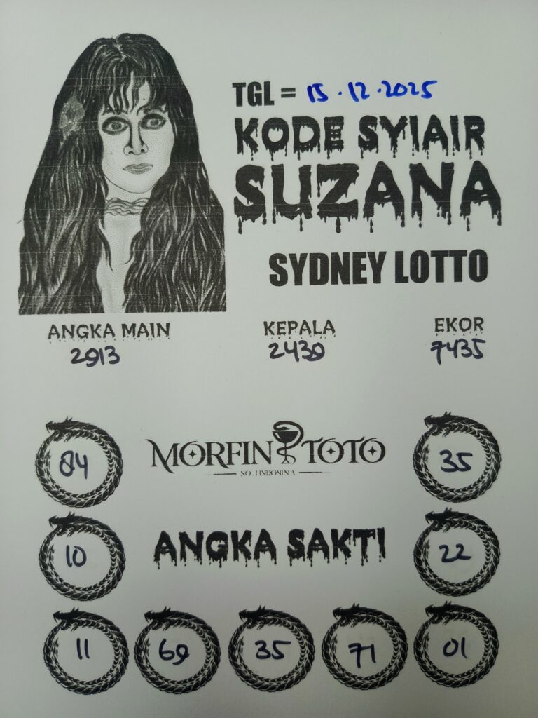 SYAIR TOGEL SUZANA SYDNEY LOTTO 15 DESEMBERR 2025