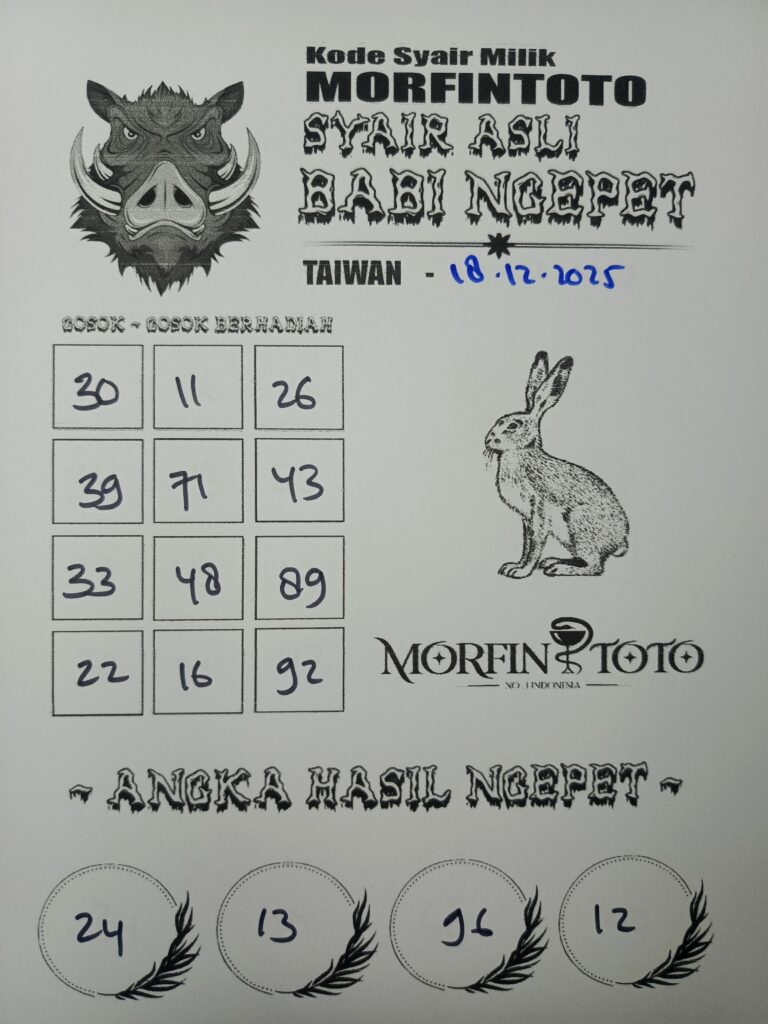 SYAIR TOGEL BABI NGEPET TAIWAN 18 DESEMBER  2025
