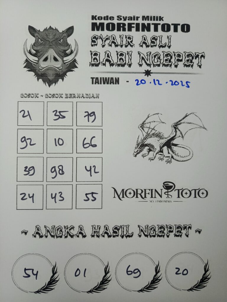 SYAIR TOGEL BABI NGEPET TAIWAN 20 DESEMBER  2025
