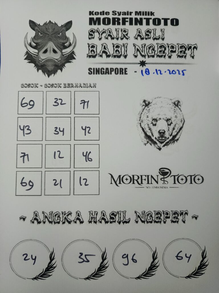 SYAIR TOGEL BABI NGEPET SINGAPORE POOLS 18 DESEMBER 2025