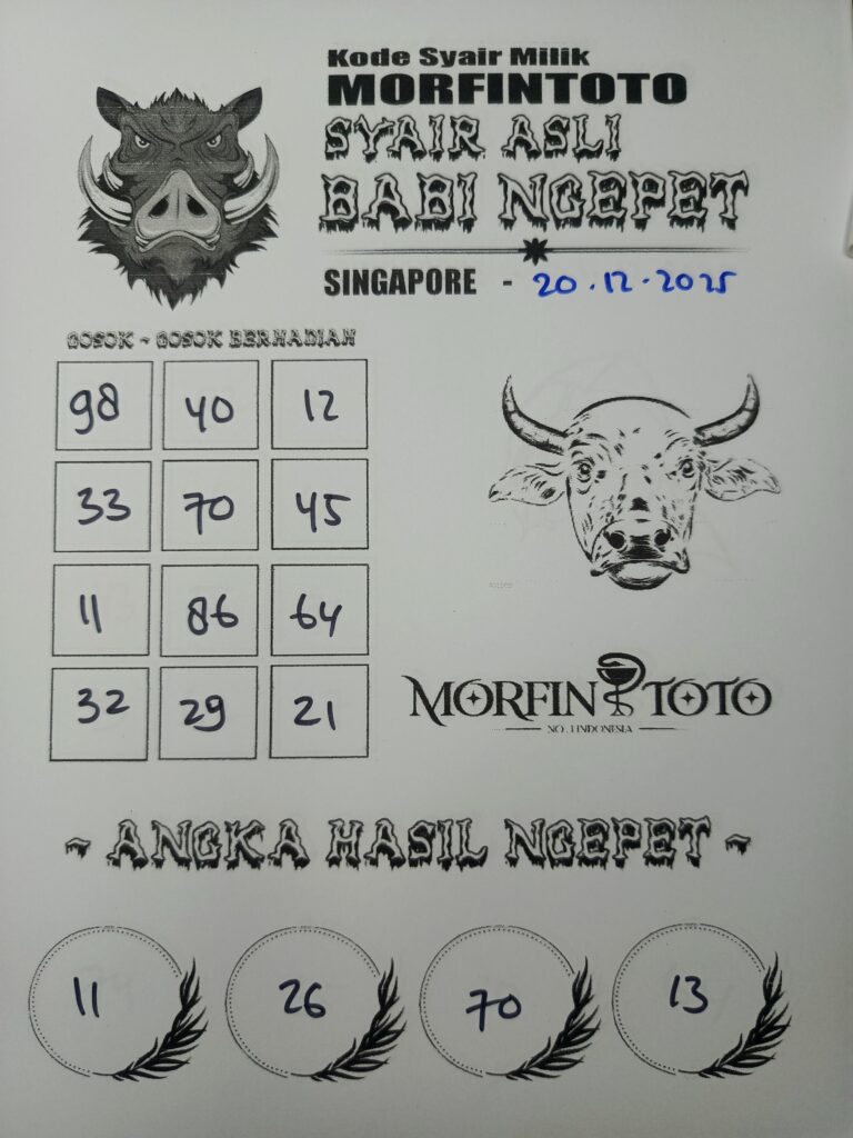 SYAIR TOGEL BABI NGEPET SINGAPORE POOLS 20 DESEMBER 2025