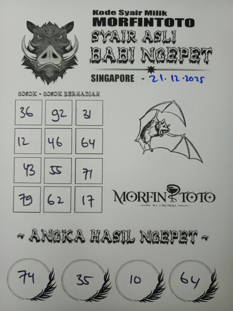 SYAIR TOGEL BABI NGEPET SINGAPORE POOLS 21 DESEMBER 2025